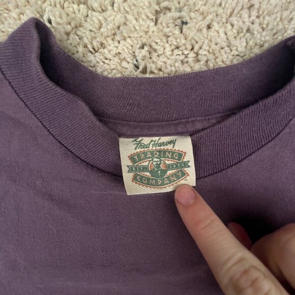 VTG 90s Grand Canyon Tee Shirt Fred Harvey USA Made Small Purple Short Sleeve - Picture 10 of 12